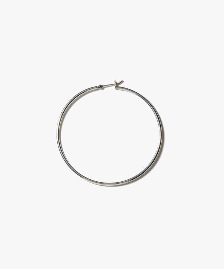 [bone] organic thin large silver hoop single pierced earring