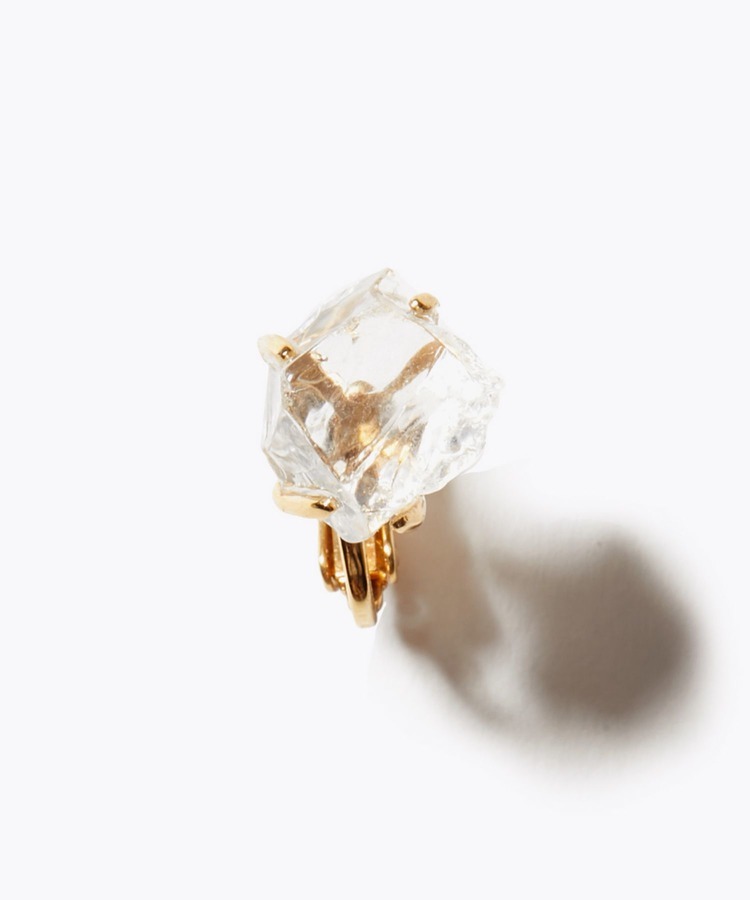 [eden] rough clear quartz single ear clip