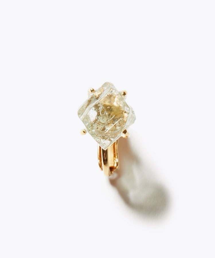 [eden] rough aquamarine single ear clip