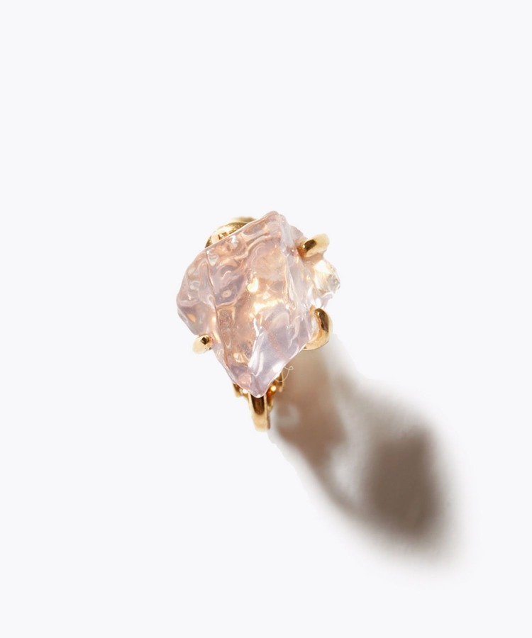 [eden] rough rose quartz single ear clip