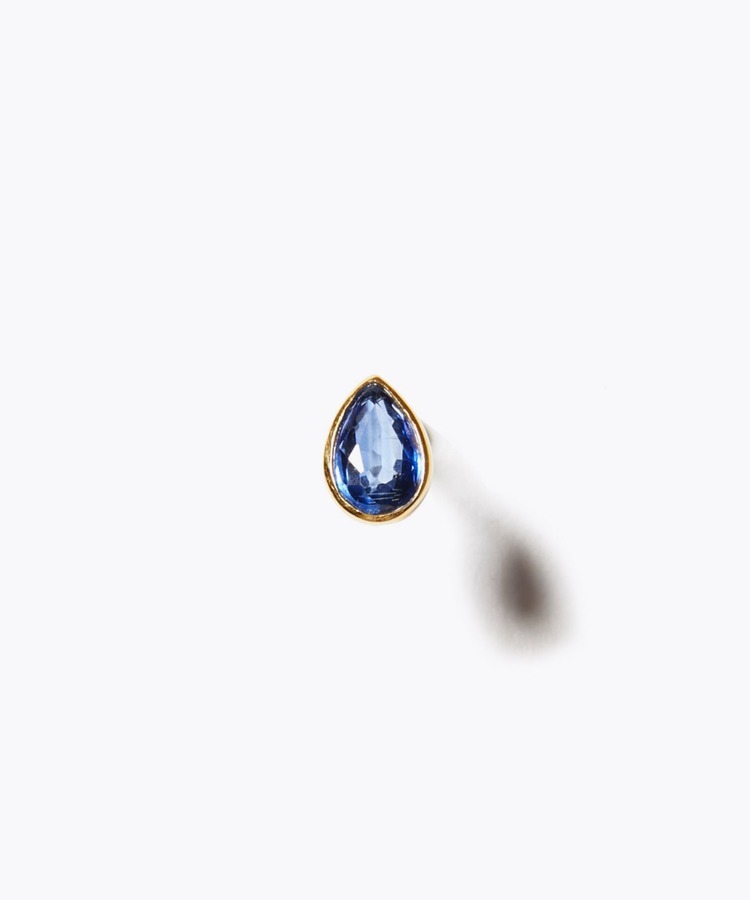 [eden] K10 pear shaped kyanite bezel stud single pierced earring