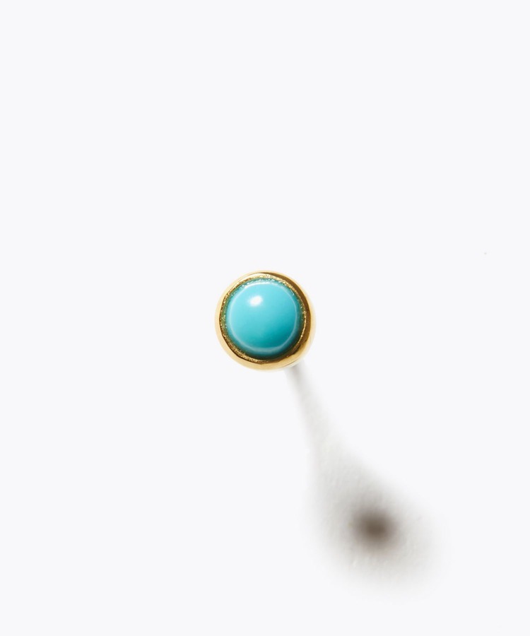 [eden] K10 round turquoise bezel stud single pierced earring