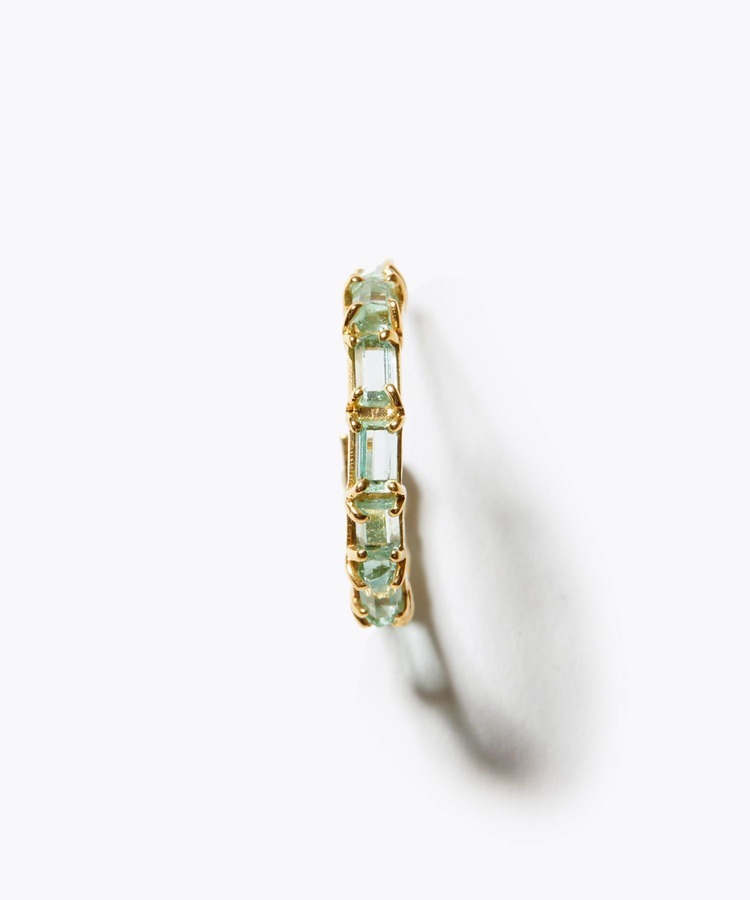[eden] rectangle emerald pave hoop single pierced earring