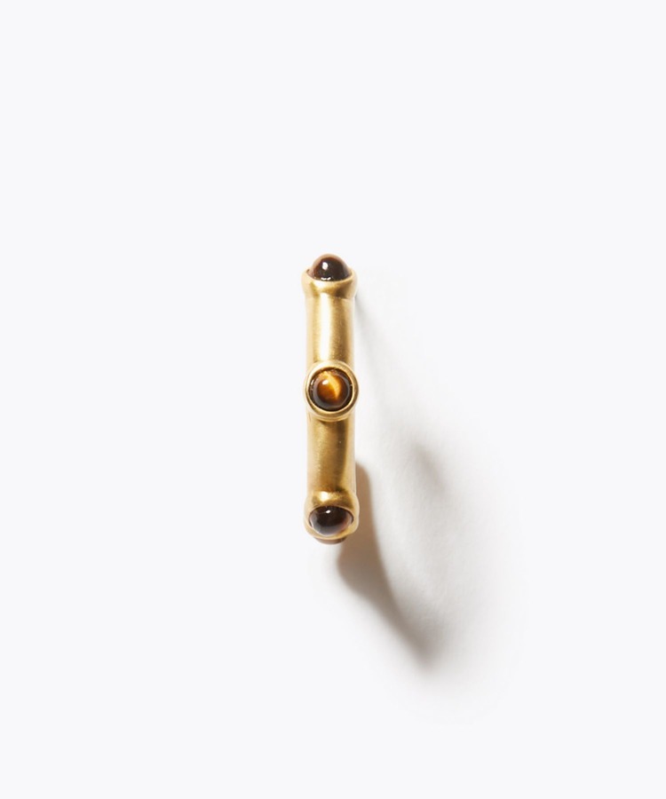 [ancient] tiger eye dot hoop single pierced earring