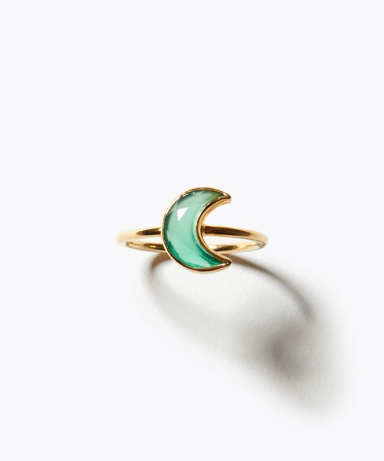 [selene] green onyx moon ring