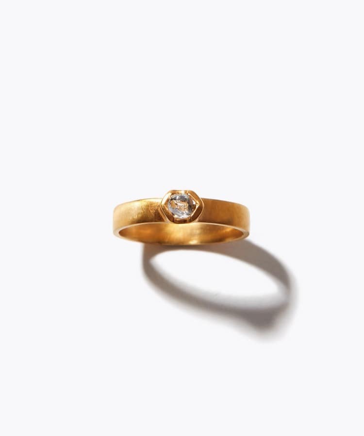 [raw beauty] One of a kind K18 ocean diamond ring