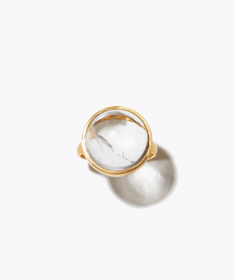[raw beauty] K10 round dome clear quartz ring