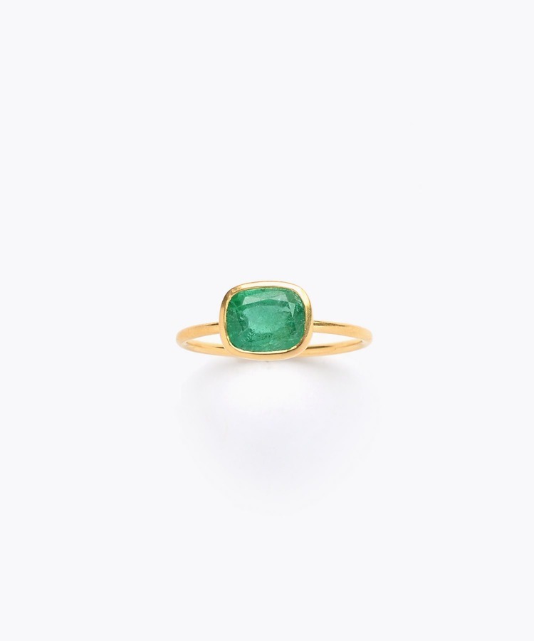 [eden] One of a kind emerald bezel ring