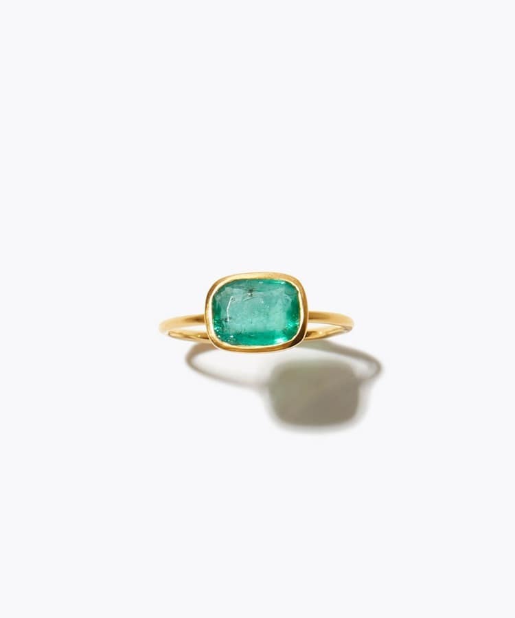 [eden] One of a kind emerald bezel ring