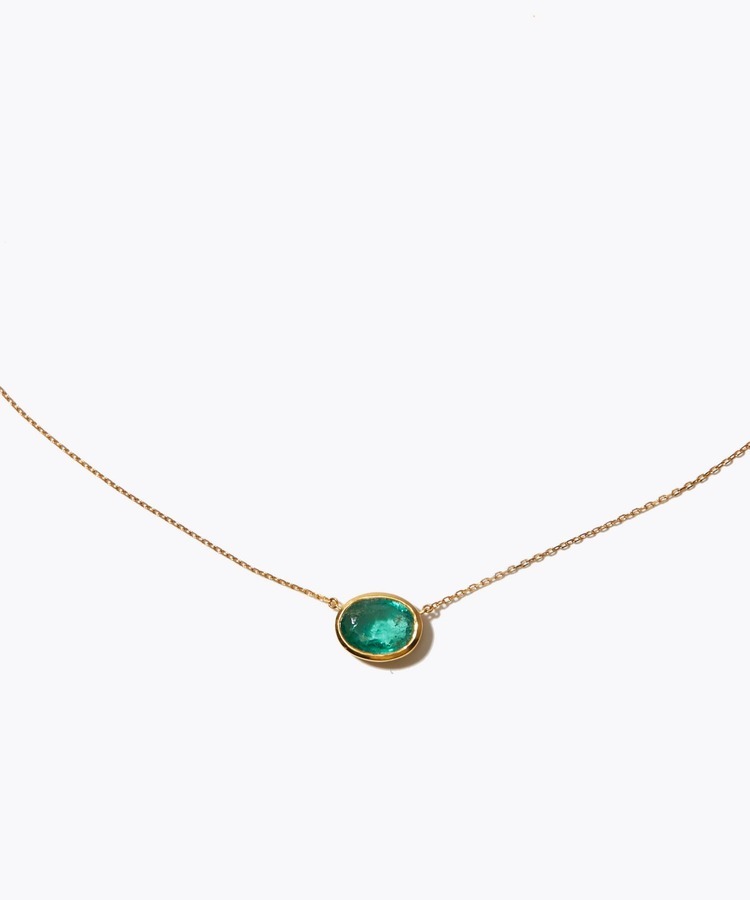 [eden] One of a kind emerald bezel necklace