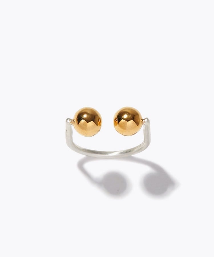 [bone] double ball bi-color ring