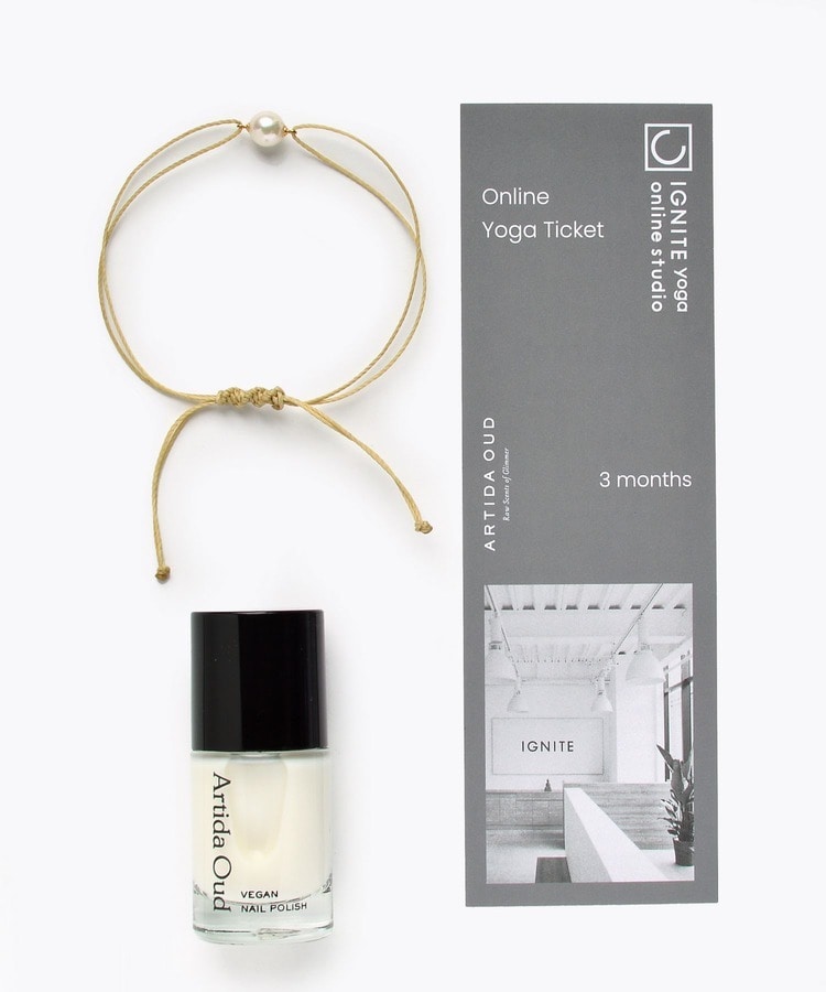 [I am donation] IGNITE YOGA×ARTIDA OUD YOGA&NAIL&akoya pearl beige bracelet
