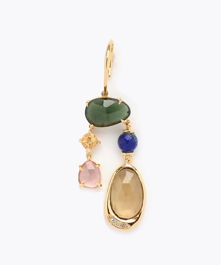 [elafonisi] 【5th Anniversary Limited】One of a kind multi tourmaline chandelier single pierced earring
