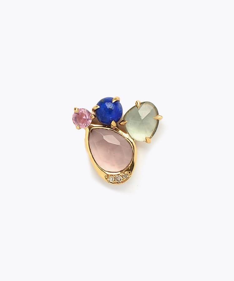 [elafonisi] 【5th Anniversary Limited】One of a kind multi tourmaline stud single pierced earring