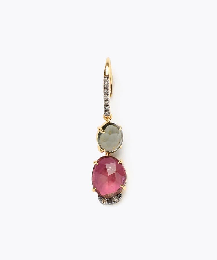 [elafonisi] One of a kind assorted tourmaline pave swing single pierced earring