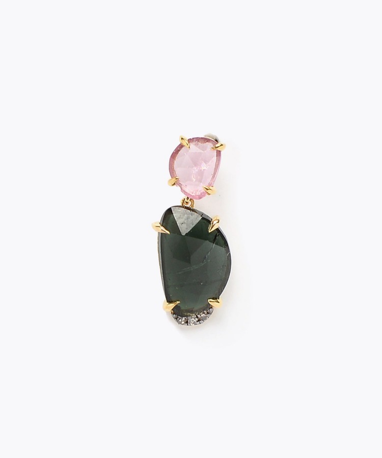 [elafonisi] One of a kind assorted tourmaline stud single pierced earring