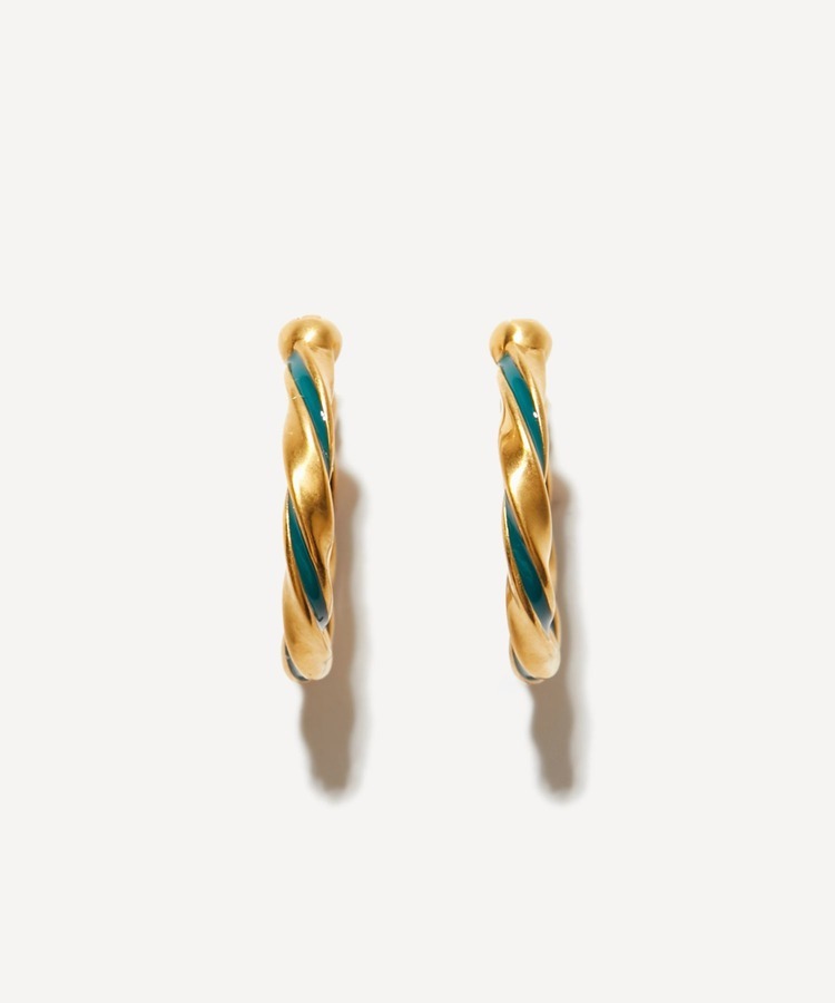 [ancient] twisted peacock enamel hop pierced earring