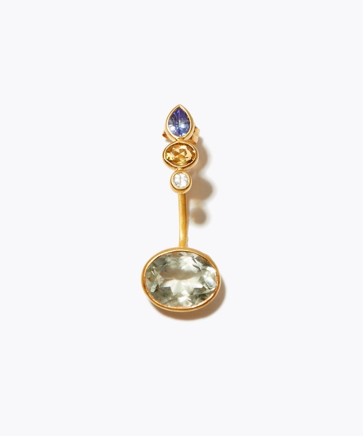 [eden] green quartz multi stone 2way stud single pierced earring
