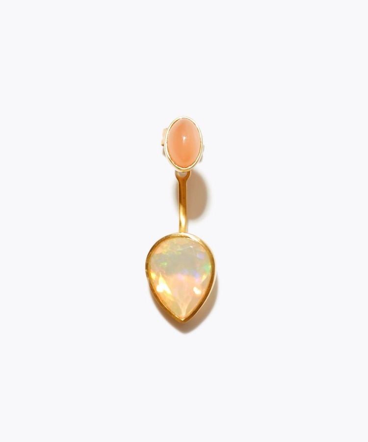 [eden] opal orange moonstone  2way stud single pierced earring