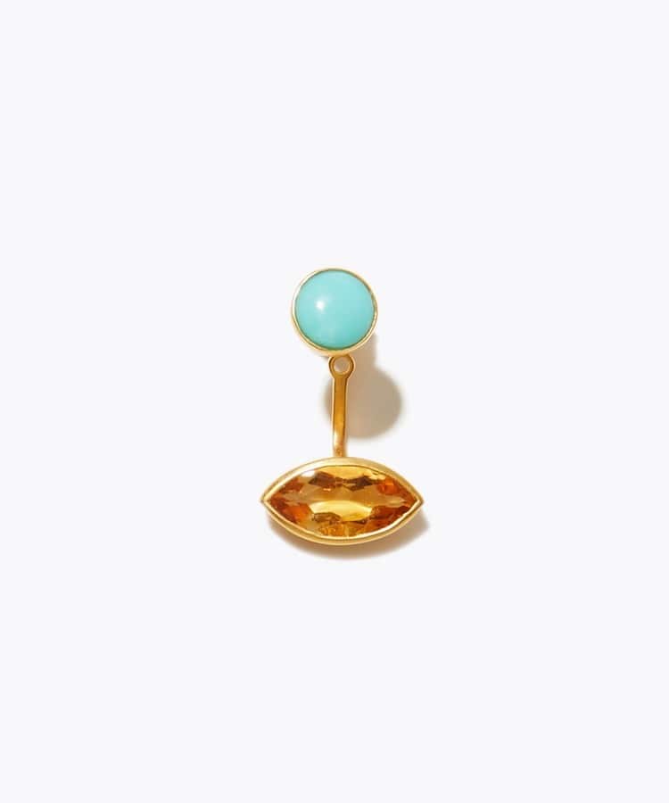 [eden] citrine turquoise 2way stud single pierced earring