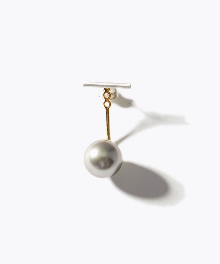 [bone] tahitian pearl 2way stud single pierced earring