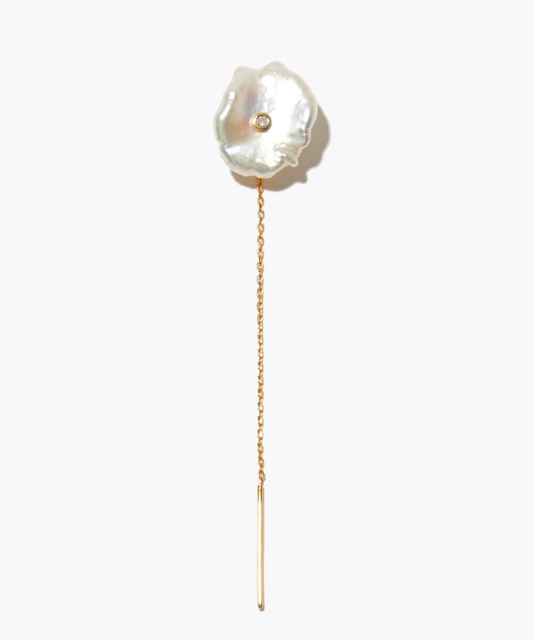 [philia] petal pearl chain single pierced earring