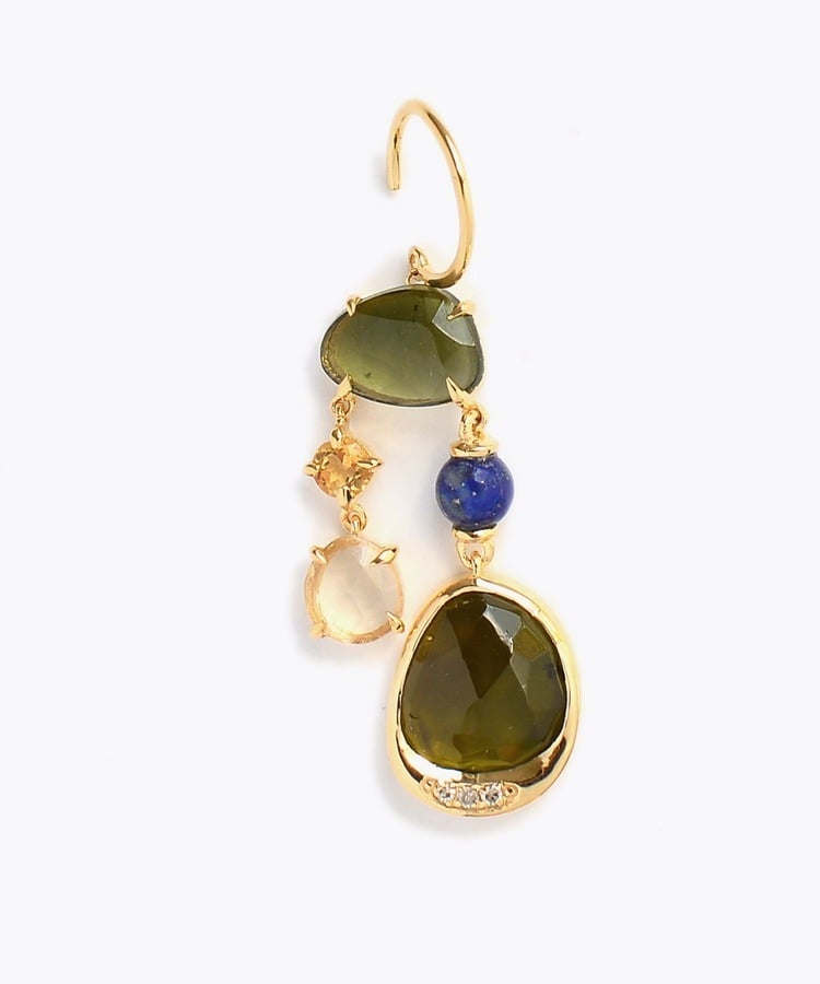 [elafonisi] 【5th Anniversary Limited】One of a kind multi tourmaline chandelier single pierced earring