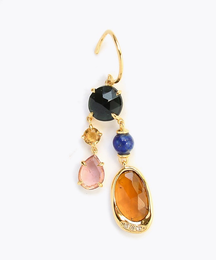 [elafonisi] 【5th Anniversary Limited】One of a kind multi tourmaline chandelier single pierced earring