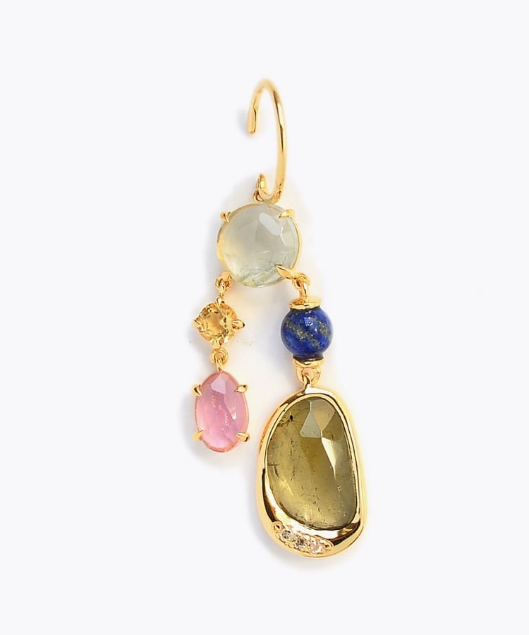 [elafonisi] 【5th Anniversary Limited】One of a kind multi tourmaline chandelier single pierced earring