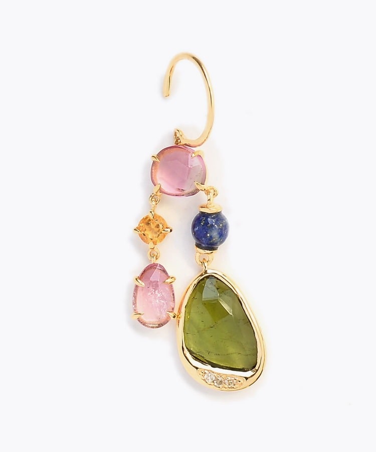 [elafonisi] 【5th Anniversary Limited】One of a kind multi tourmaline chandelier single pierced earring