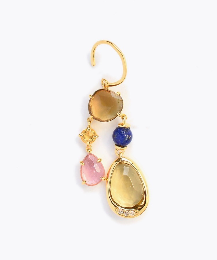 [elafonisi] 【5th Anniversary Limited】One of a kind multi tourmaline chandelier single pierced earring