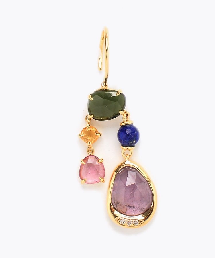 [elafonisi] 【5th Anniversary Limited】One of a kind multi tourmaline chandelier single pierced earring