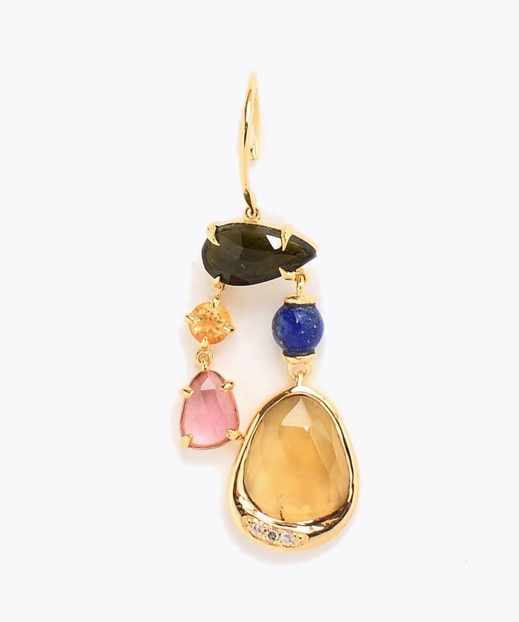 [elafonisi] 【5th Anniversary Limited】One of a kind multi tourmaline chandelier single pierced earring