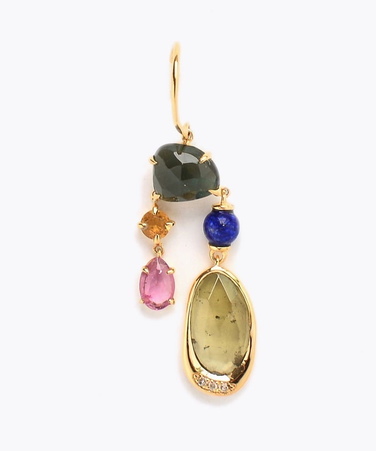 [elafonisi] 【5th Anniversary Limited】One of a kind multi tourmaline chandelier single pierced earring