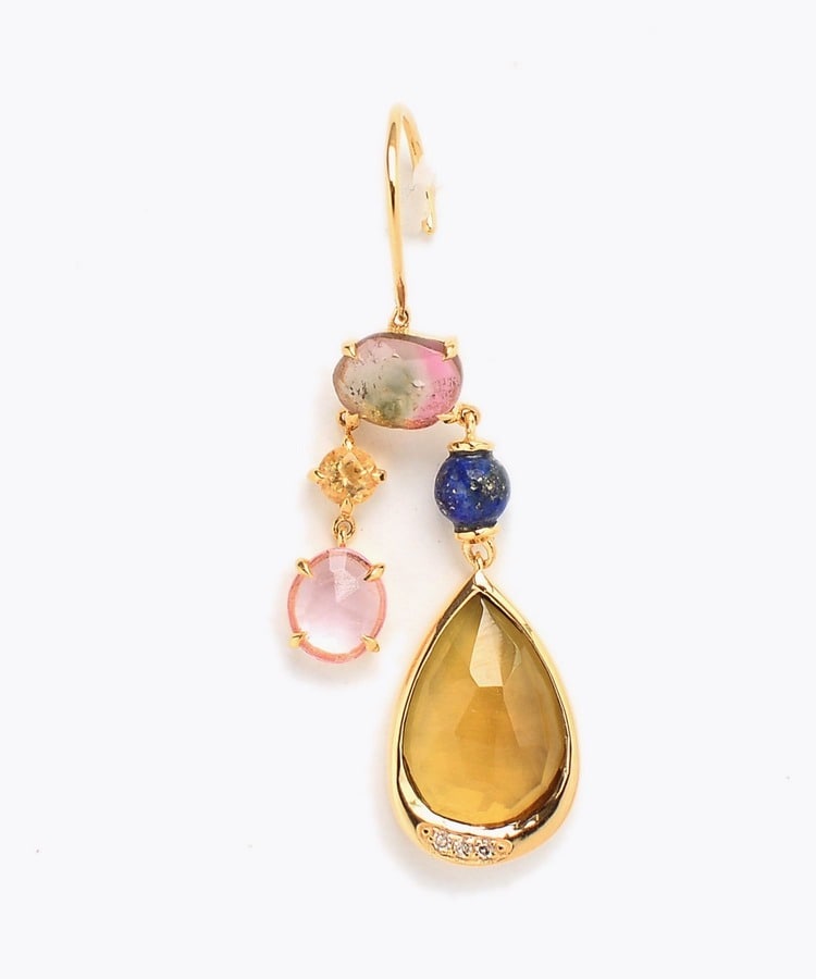 [elafonisi] 【5th Anniversary Limited】One of a kind multi tourmaline chandelier single pierced earring