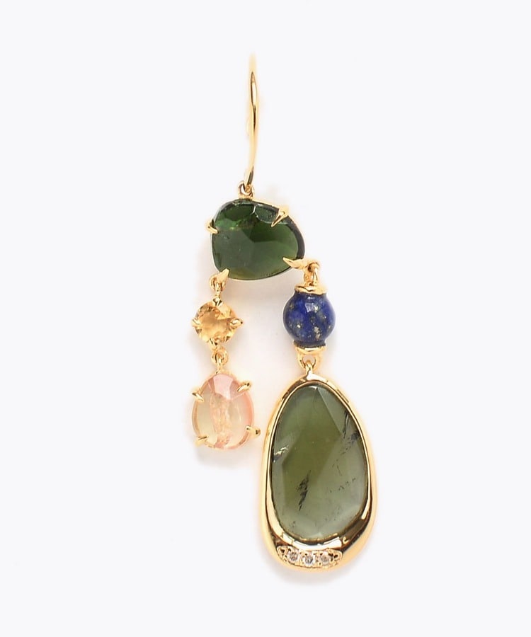 [elafonisi] 【5th Anniversary Limited】One of a kind multi tourmaline chandelier single pierced earring
