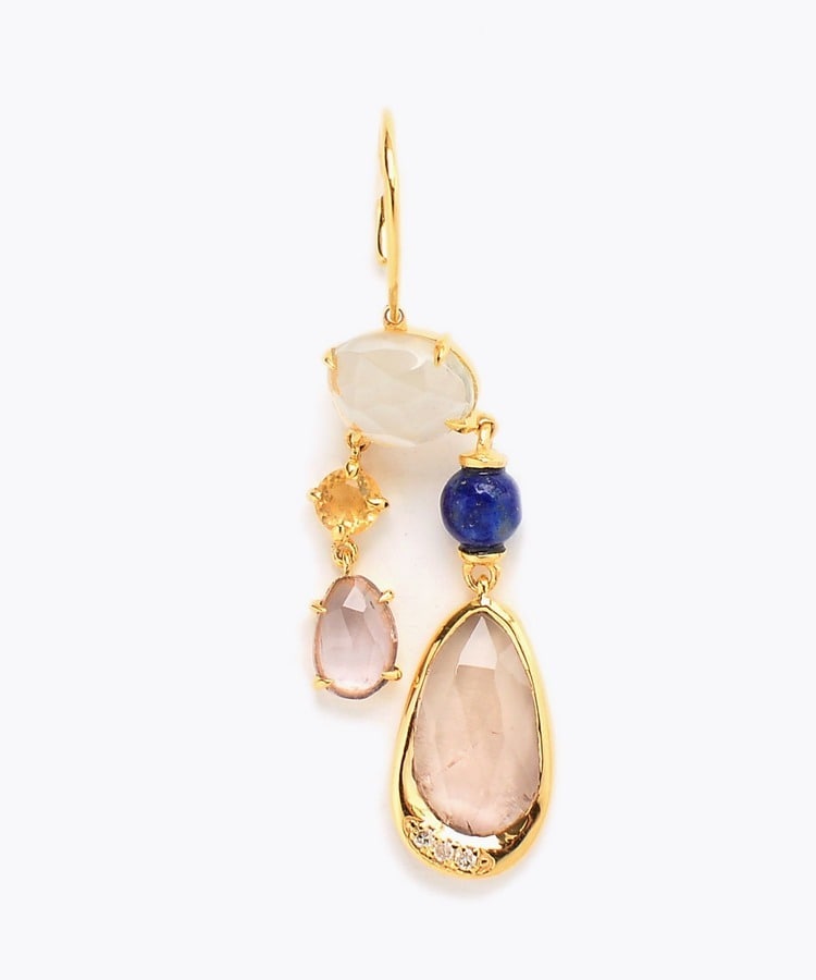 [elafonisi] 【5th Anniversary Limited】One of a kind multi tourmaline chandelier single pierced earring
