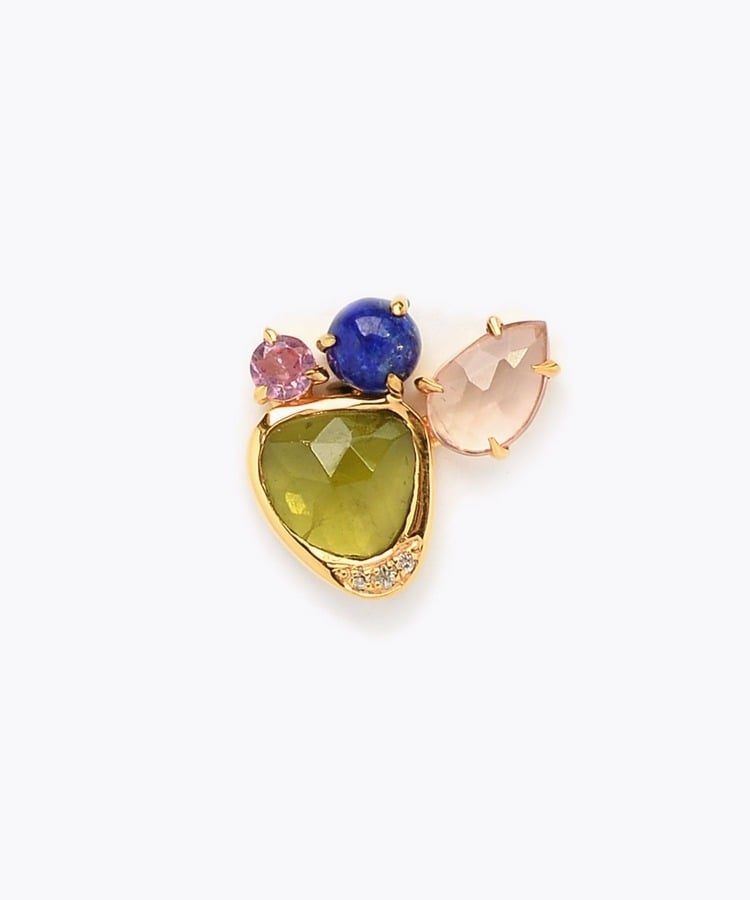 [elafonisi] 【5th Anniversary Limited】One of a kind multi tourmaline stud single pierced earring