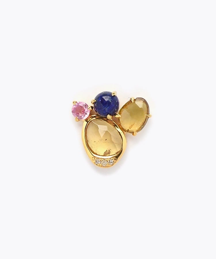 [elafonisi] 【5th Anniversary Limited】One of a kind multi tourmaline stud single pierced earring