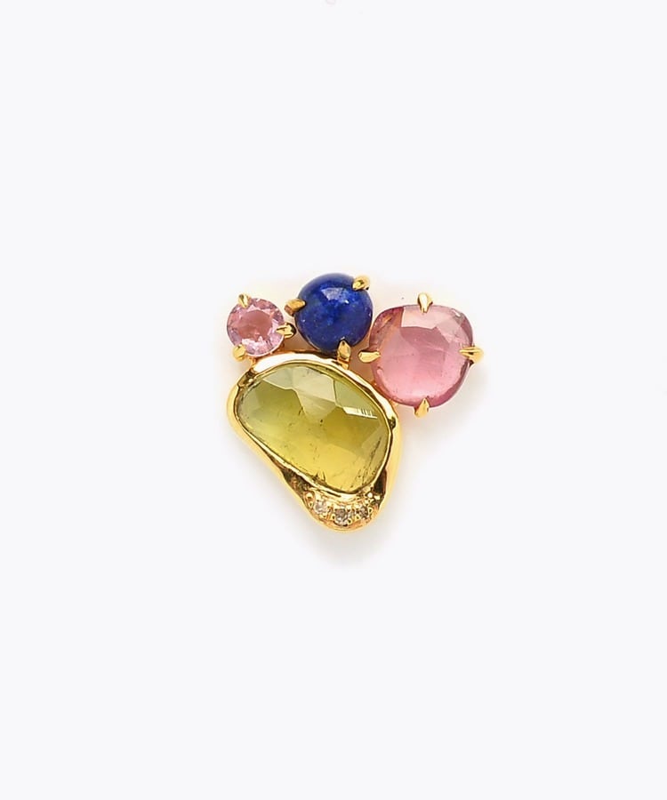 [elafonisi] 【5th Anniversary Limited】One of a kind multi tourmaline stud single pierced earring
