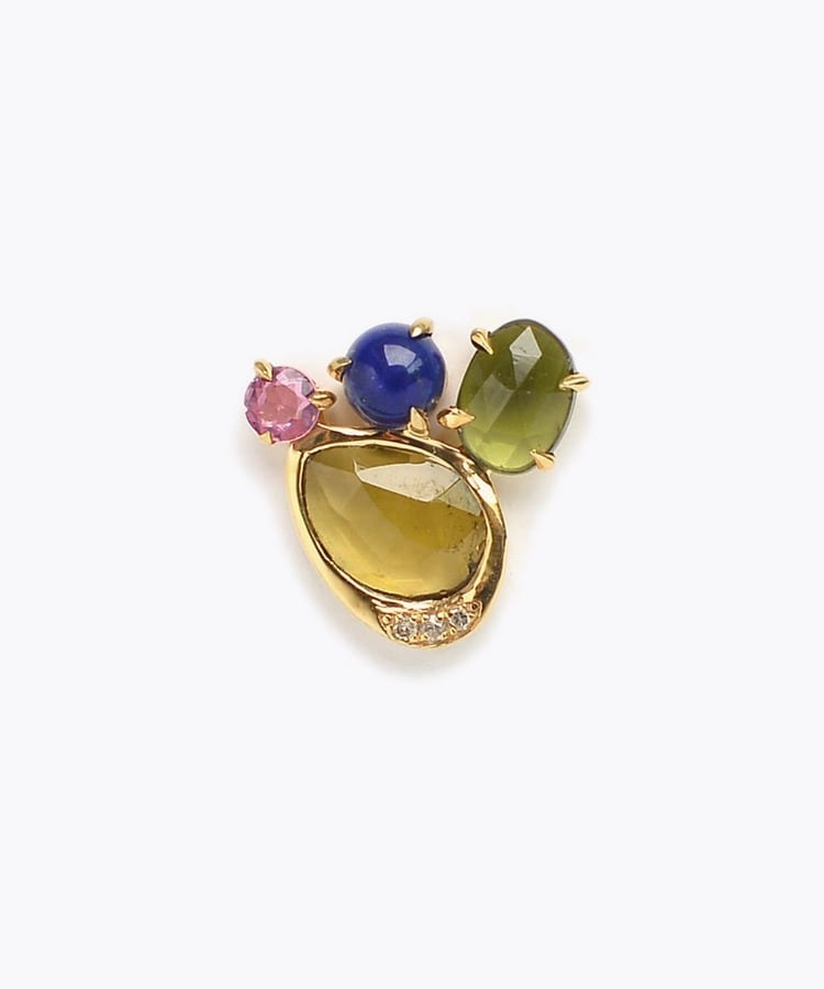 [elafonisi] 【5th Anniversary Limited】One of a kind multi tourmaline stud single pierced earring