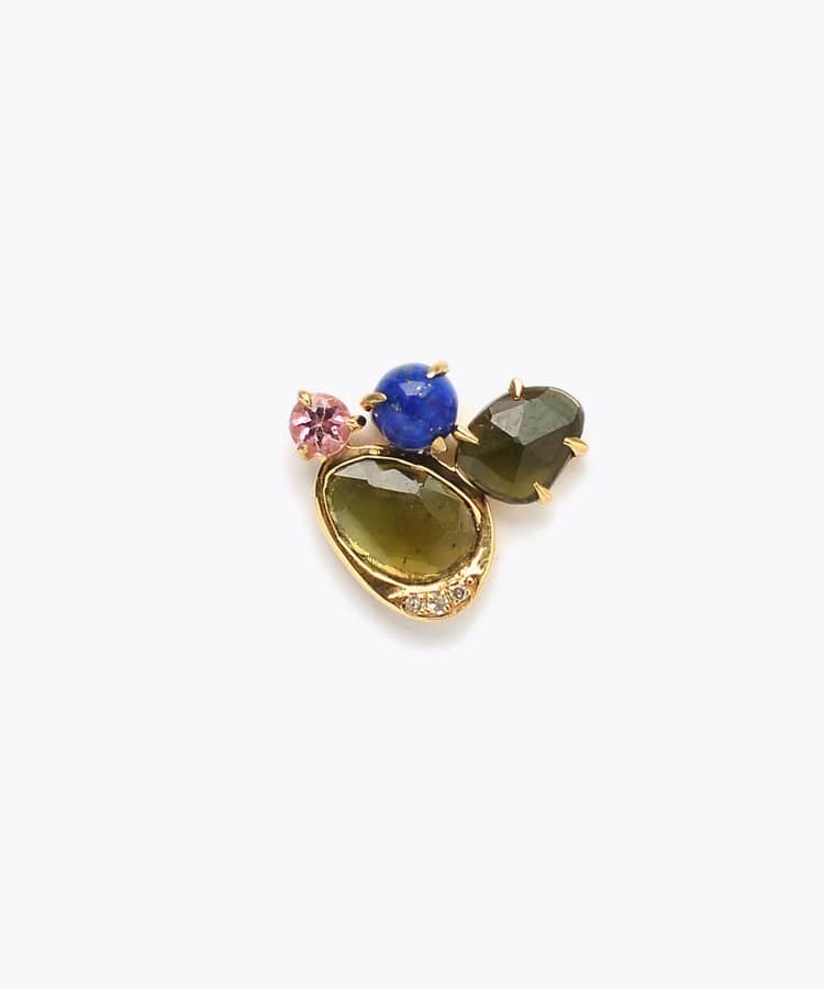 [elafonisi] 【5th Anniversary Limited】One of a kind multi tourmaline stud single pierced earring