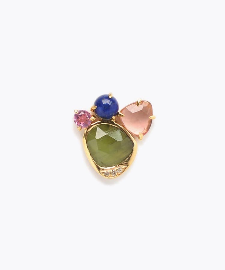 [elafonisi] 【5th Anniversary Limited】One of a kind multi tourmaline stud single pierced earring