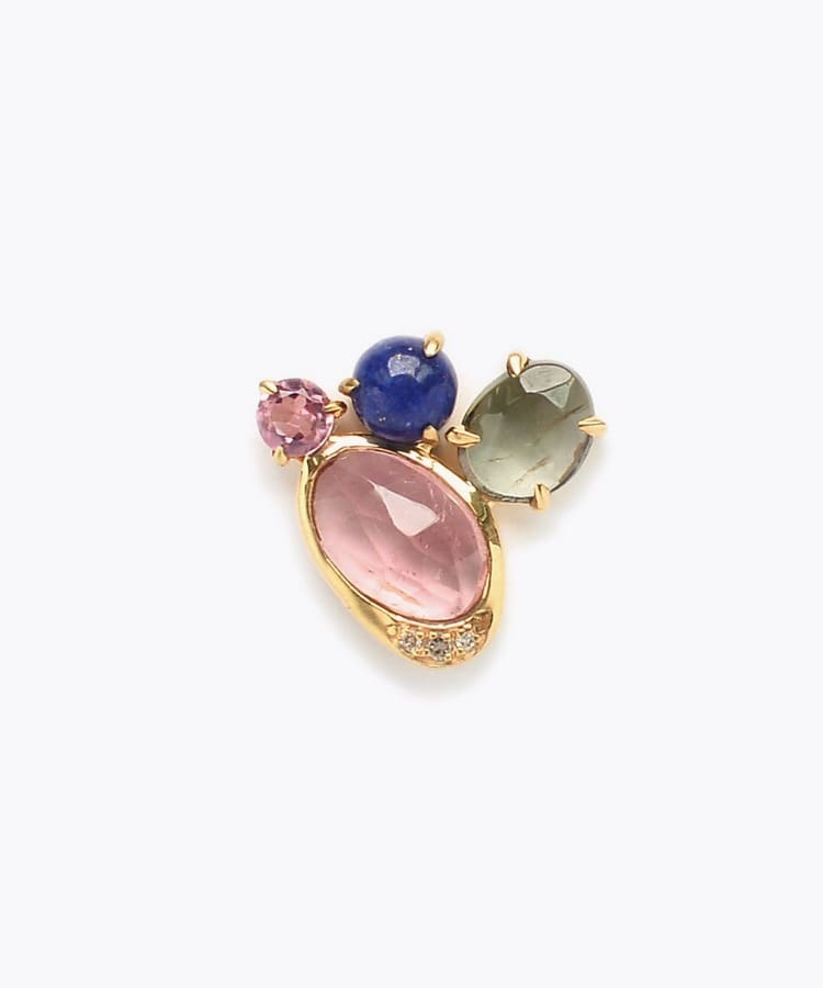 [elafonisi] 【5th Anniversary Limited】One of a kind multi tourmaline stud single pierced earring
