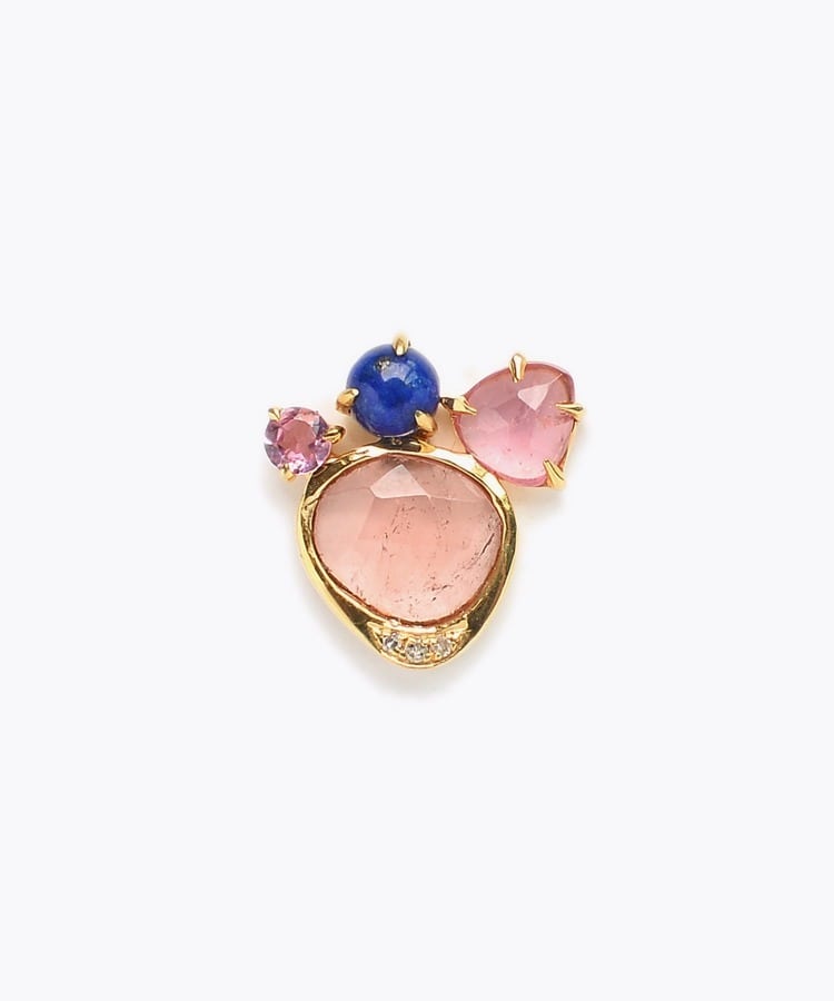 [elafonisi] 【5th Anniversary Limited】One of a kind multi tourmaline stud single pierced earring
