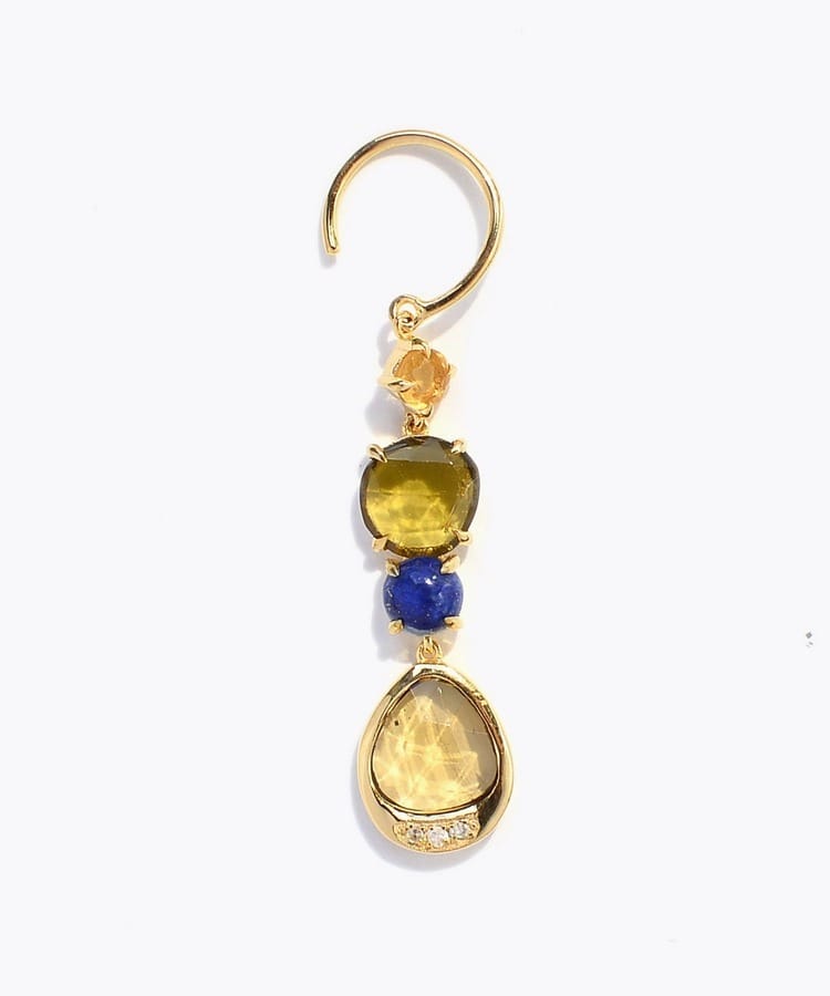 [elafonisi] 【5th Anniversary Limited】One of a kind multi tourmaline linear single pierced earring