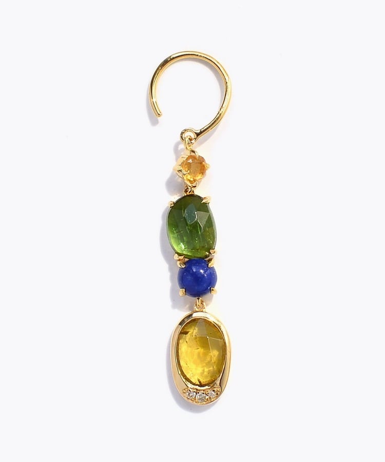[elafonisi] 【5th Anniversary Limited】One of a kind multi tourmaline linear single pierced earring
