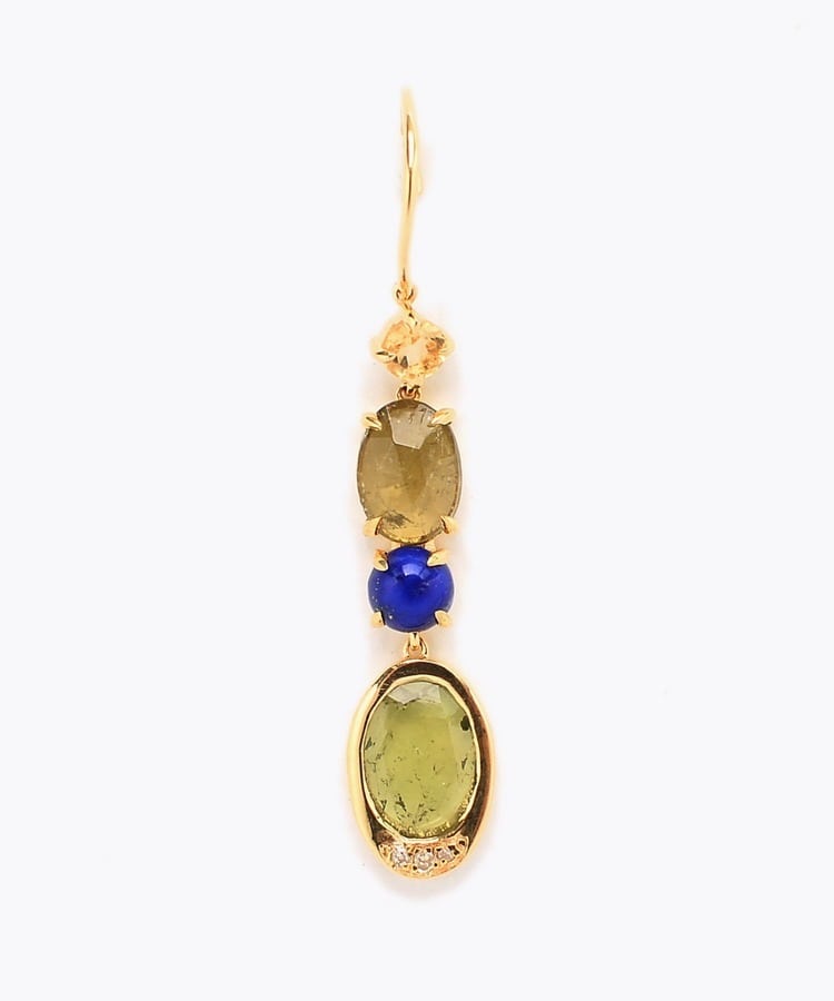 [elafonisi] 【5th Anniversary Limited】One of a kind multi tourmaline linear single pierced earring