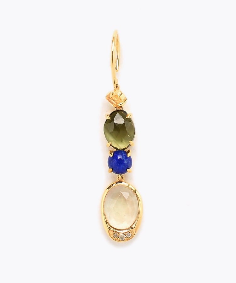[elafonisi] 【5th Anniversary Limited】One of a kind multi tourmaline linear single pierced earring