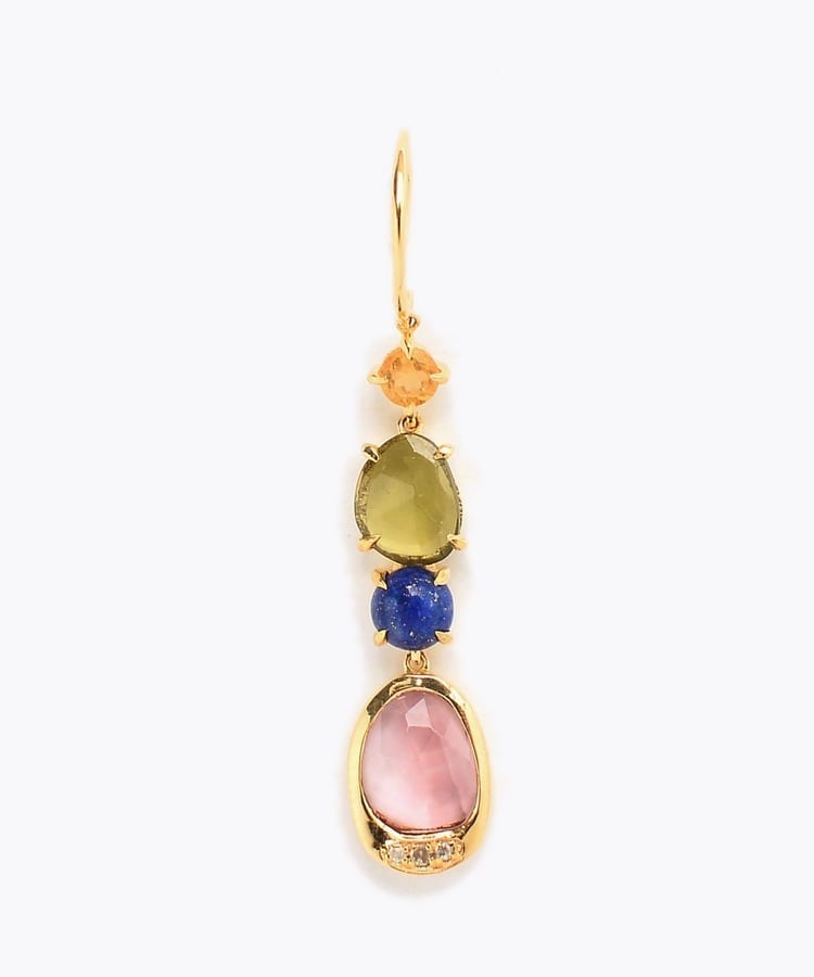 [elafonisi] 【5th Anniversary Limited】One of a kind multi tourmaline linear single pierced earring